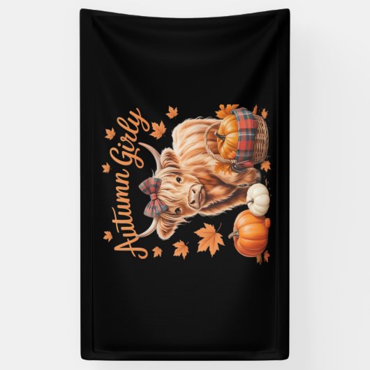 Niedlicher Herbst Herbst Herbst Herbst Girl-Ernted Banner (Vertikal)