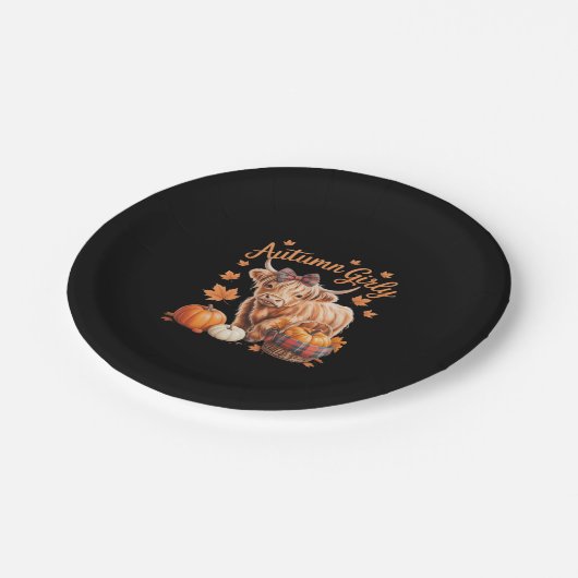 Niedlicher Herbst Herbst Herbst Herbst Girl-Ernted Pappteller (Schrägansicht)