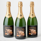 Niedlicher Herbst Herbst Herbst Herbst Girl-Ernted Schaumweinetikett (Flaschen)