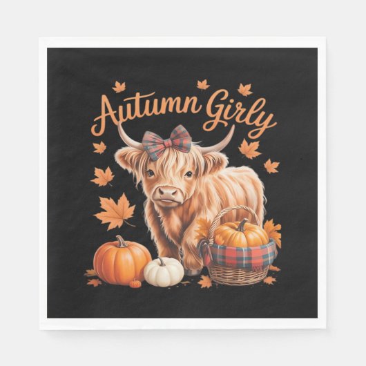 Niedlicher Herbst Herbst Herbst Herbst Girl-Ernted Serviette (Vorderseite)