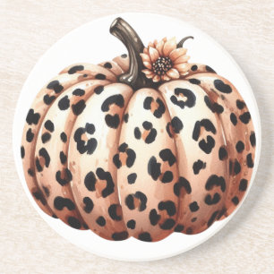 Niedlicher Herbst/Herbst-Leopard-Kürbis Getränkeuntersetzer