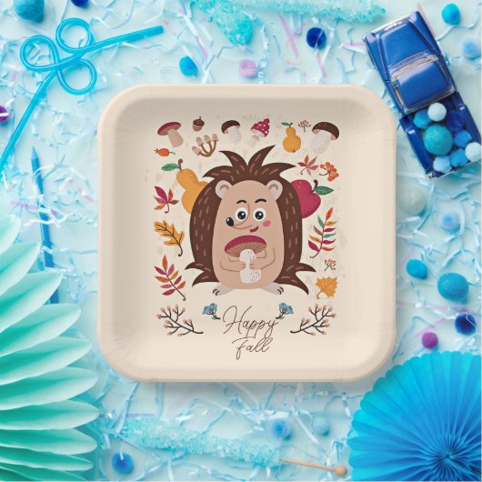 Niedlicher Herbst-Igel mit benutzerdefiniertem Tex Pappteller (Party)