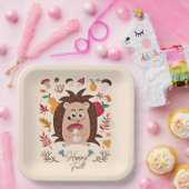 Niedlicher Herbst-Igel mit benutzerdefiniertem Tex Pappteller (Party)