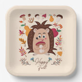 Niedlicher Herbst-Igel mit benutzerdefiniertem Tex Pappteller (Vorderseite)