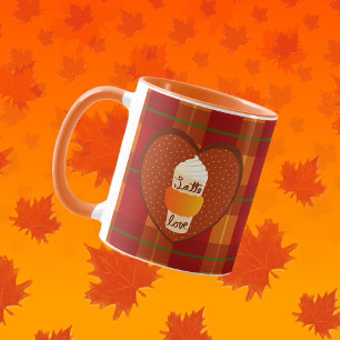 Niedlicher Herbst Kariert Orange Pumpkin Gewürz La Tasse