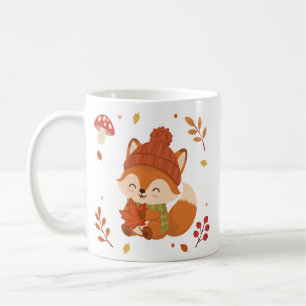 Niedlicher Herbst lächelnder Fuchs Wasserfarbe. Ka Kaffeetasse