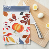 Niedlicher Herbst lässt Pumpkin-Muster und Ihren N Geschirrtuch (Viertel Falte)