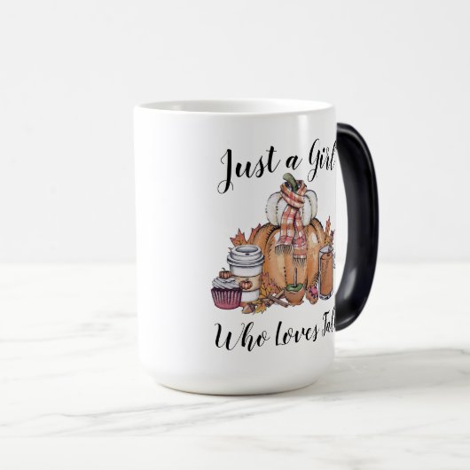 Niedlicher Herbst Nur ein Mädchen, das Liebe falle Verwandlungstasse (VorderseiteRechts)