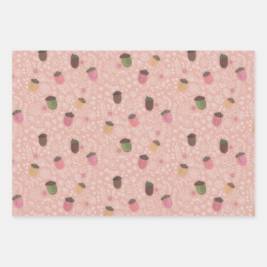 Niedlicher Herbst Rosa Herbstkorn Geschenkpapier Set (Vorderseite)