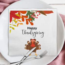 Niedlicher Herbst Türkei Bird Happy Thanksgiving Serviette