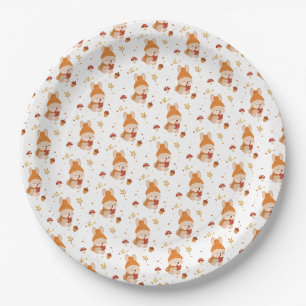 Niedlicher Herbst Whimsical Hase Wasserfarbe Pappteller