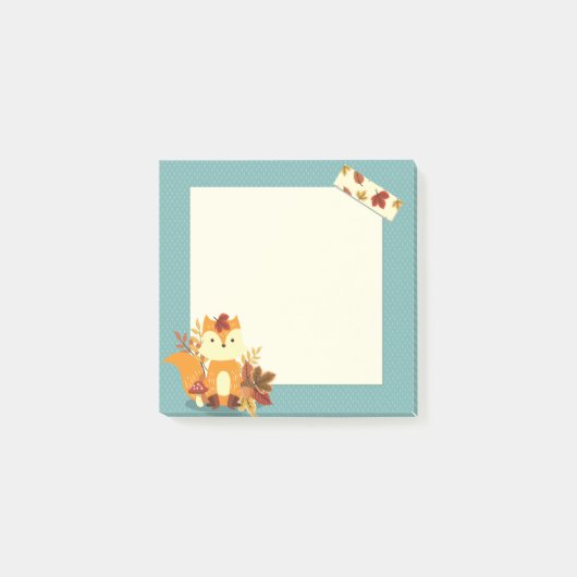 Niedlicher Herbst-ZeitFox 3" x 3" Posten-it® Post-it Klebezettel (Vorderseite)