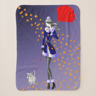 Niedlicher Herbstausgang Winter Dog Walk Blau Sherpadecke