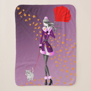 Niedlicher Herbstausgang Winterhundwanderung Lila Sherpadecke