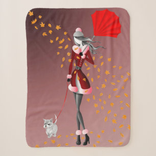 Niedlicher Herbstausgang Winterhundwanderung Rot Sherpadecke