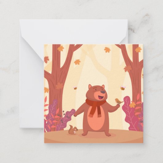 Niedlicher Herbstbär Mitteilungskarte (Vorderseite)