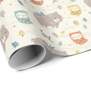 Niedlicher Herbstbär und Sahne Geschenkpapier