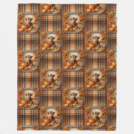 Niedlicher Herbstdruck für die Hochlandkuh Fleecedecke (Vorderseite)