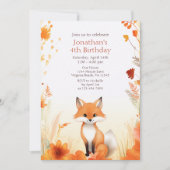 Niedlicher Herbstfox Herbst Geburtstag Einladung (Vorderseite)