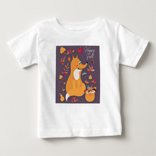 Niedlicher Herbstfox mit benutzerdefiniertem Text Baby T-shirt (Vorderseite)