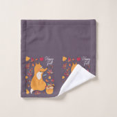 Niedlicher Herbstfox mit benutzerdefiniertem Text Badhandtuch Set (Waschlappen)