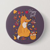 Niedlicher Herbstfox mit benutzerdefiniertem Text Button (Vorderseite)