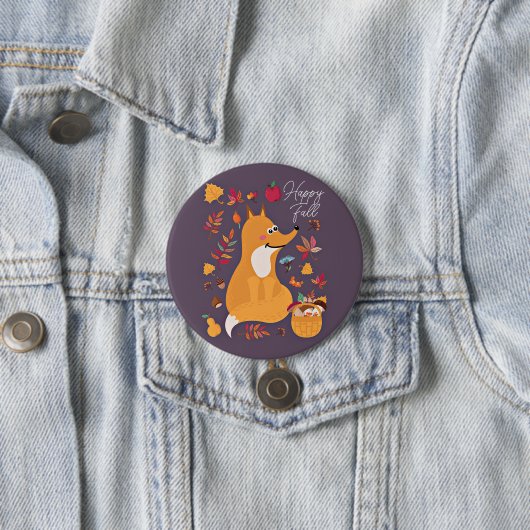 Niedlicher Herbstfox mit benutzerdefiniertem Text Button (Beispiel)