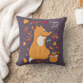 Niedlicher Herbstfox mit benutzerdefiniertem Text Kissen (Decke)