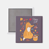 Niedlicher Herbstfox mit benutzerdefiniertem Text Magnet (Vorderseite/Rückseite)