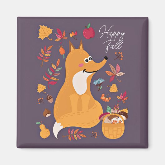 Niedlicher Herbstfox mit benutzerdefiniertem Text Magnet (Vorne)