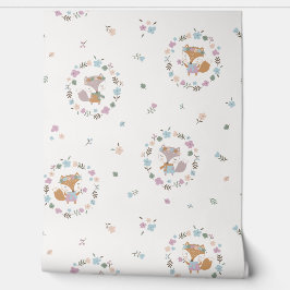 Niedlicher Herbstfox mit Blume Tapete