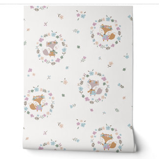 Niedlicher Herbstfox mit Blume Tapete