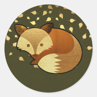 Niedlicher Herbstfox Runder Aufkleber