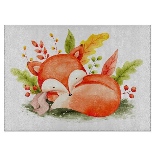 Niedlicher Herbstfox Schneidebrett (Vorderseite)
