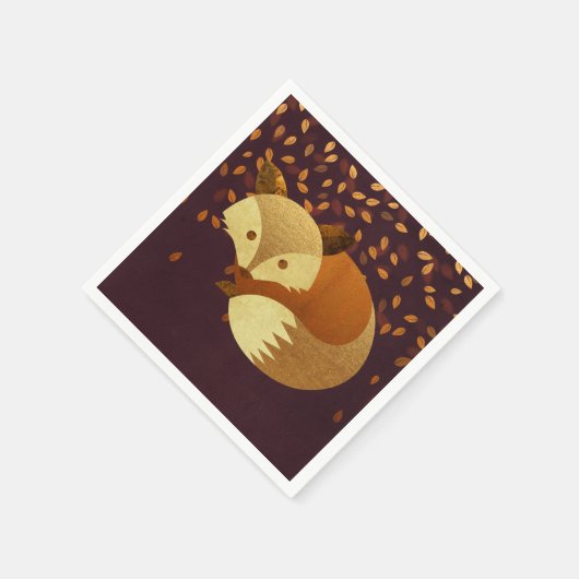 Niedlicher Herbstfox Serviette (Ecke)