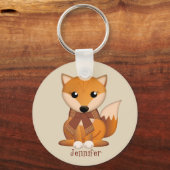 Niedlicher Herbstfuchs und individuelle Name Schlüsselanhänger (Vorderseite)