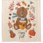Niedlicher Herbstgebär mit Honig und Sondertext Duschvorhang (Vorderseite)
