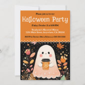 Niedlicher Herbstghost mit Pumpkaffee Halloween Einladung (Vorderseite)