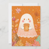 Niedlicher Herbstghost mit Pumpkaffee Halloween Einladung (Rückseite)