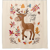 Niedlicher Herbsthirsch mit individuellem Text Duschvorhang (Vorderseite)