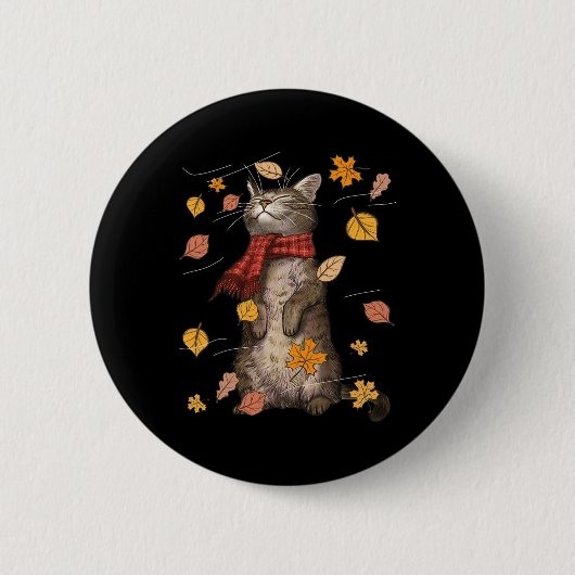 Niedlicher Herbstkater Fall Breeze Kitten Katzenka Button (Vorderseite)