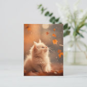 Niedlicher Herbstkitten Postkarte (Stehend Vorderseite)