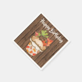 Niedlicher Herbstkuchen auf Holzfall glücklich Geb Serviette (Ecke)