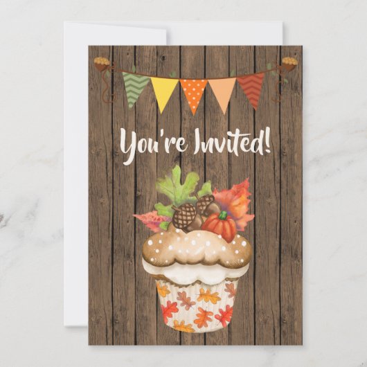 Niedlicher Herbstkuchen und Jagdfall Geburtstag Einladung (Vorderseite)