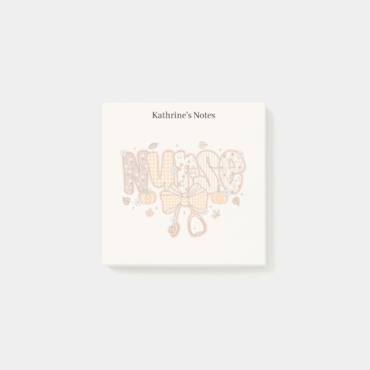 Niedlicher Herbstpatchwork Krankenpfleger Post-it Klebezettel (Vorderseite)