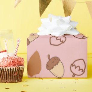 Niedlicher Herbstrosa Hazelnuss Nahtloses Wrapping Geschenkpapier