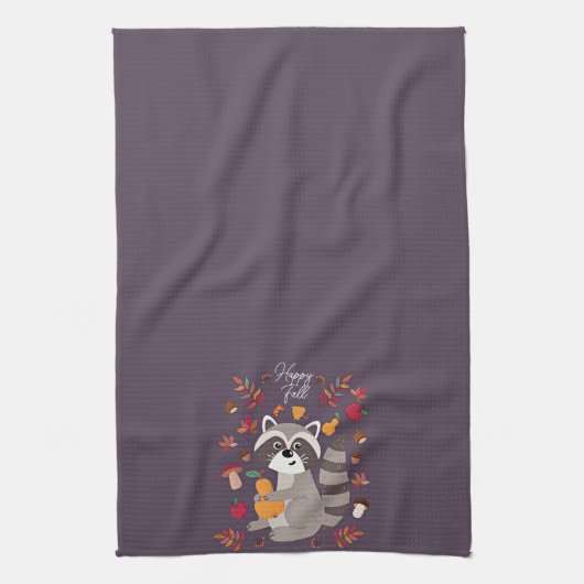 Niedlicher Herbsttracoon mit benutzerdefiniertem T Geschirrtuch (Vertikal)