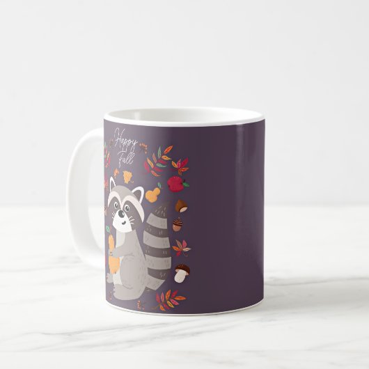 Niedlicher Herbsttracoon mit benutzerdefiniertem T Kaffeetasse (Vorderseite Links)