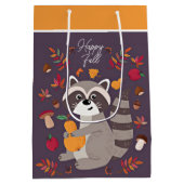 Niedlicher Herbsttracoon mit benutzerdefiniertem T Mittlere Geschenktüte (Rückseite)