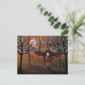 Niedlicher HerbstVampir und Schwarze Katze Postkarte (Stehend Vorderseite)